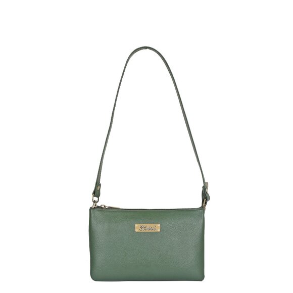 Olive Genuine Leather Crossover Shoulder Bag for Women – Crossbody Sling Bag - Picture 1 of 10
